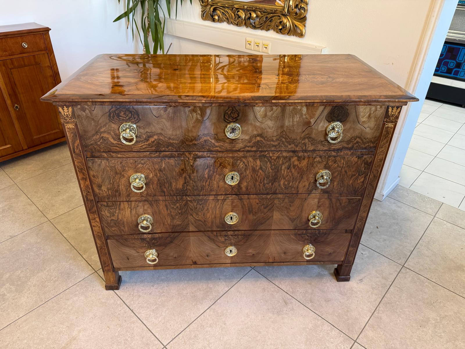 Restaurierte Biedermeier Kommode 4 Ladenkommode Nussholz Antiquität D1217