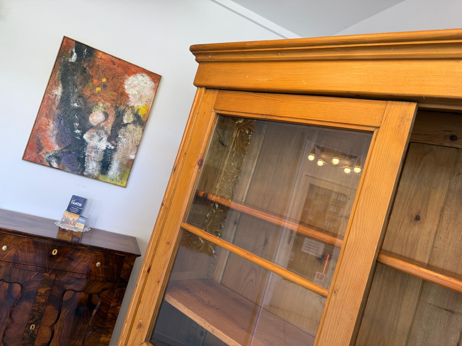 Bäuerliche Vitrine Bauernvitrine Bauernschrank Naturholz Bücherschrank D2402
