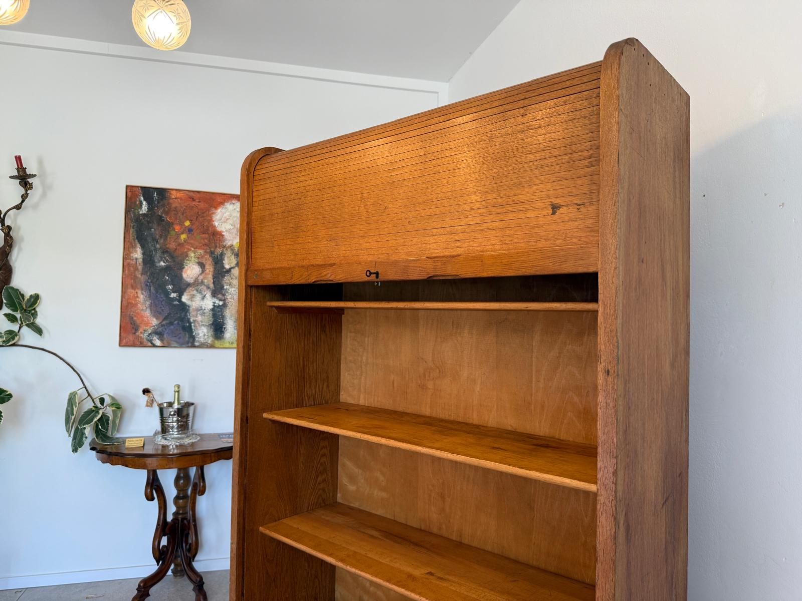 Jugendstil Rolladenschrank Antik Braun Büroschrank G1764