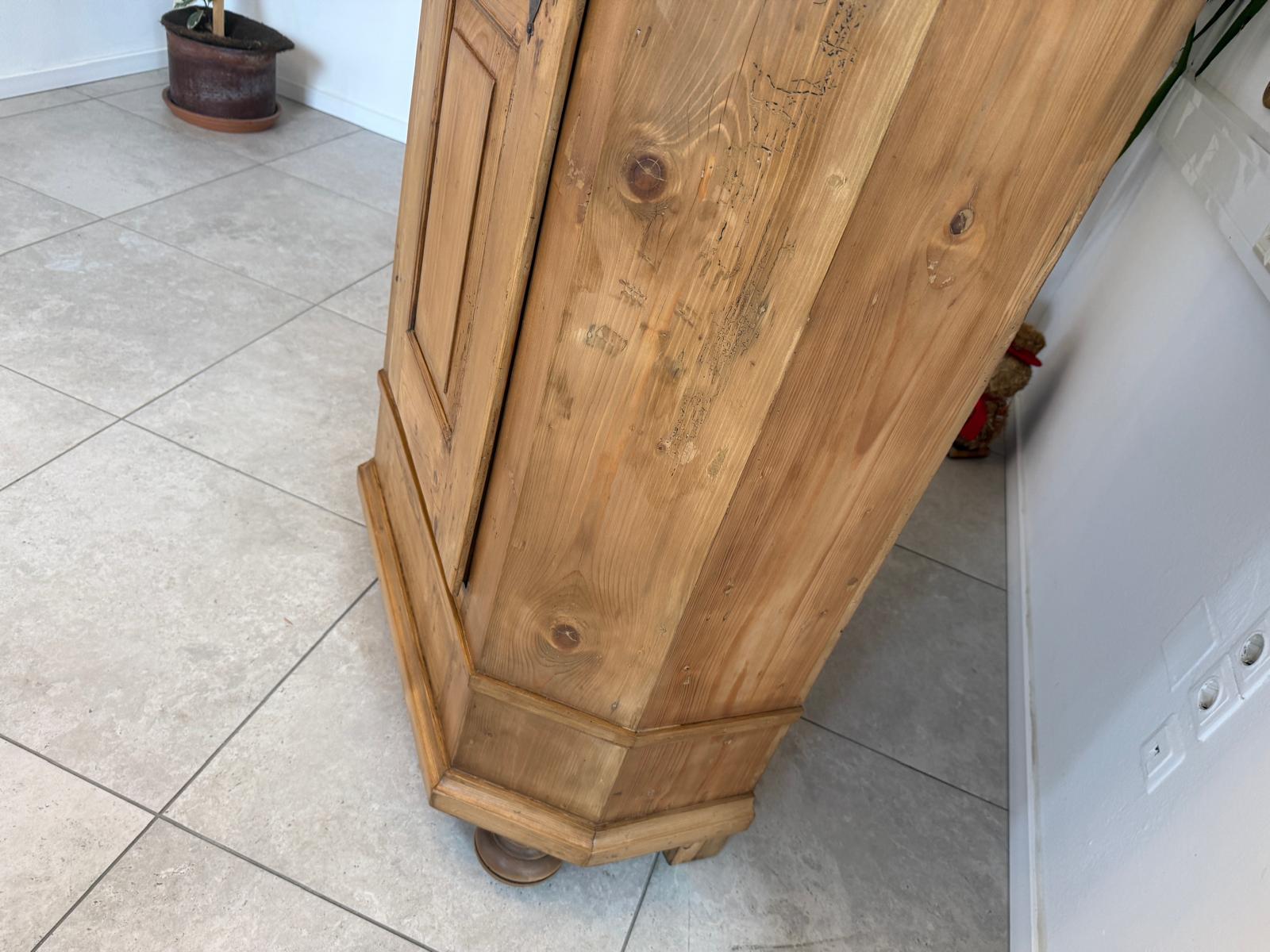 Restaurierter 1 türiger Bauernschrank Barocker Naturholzschrank Weichholz Antik D1020