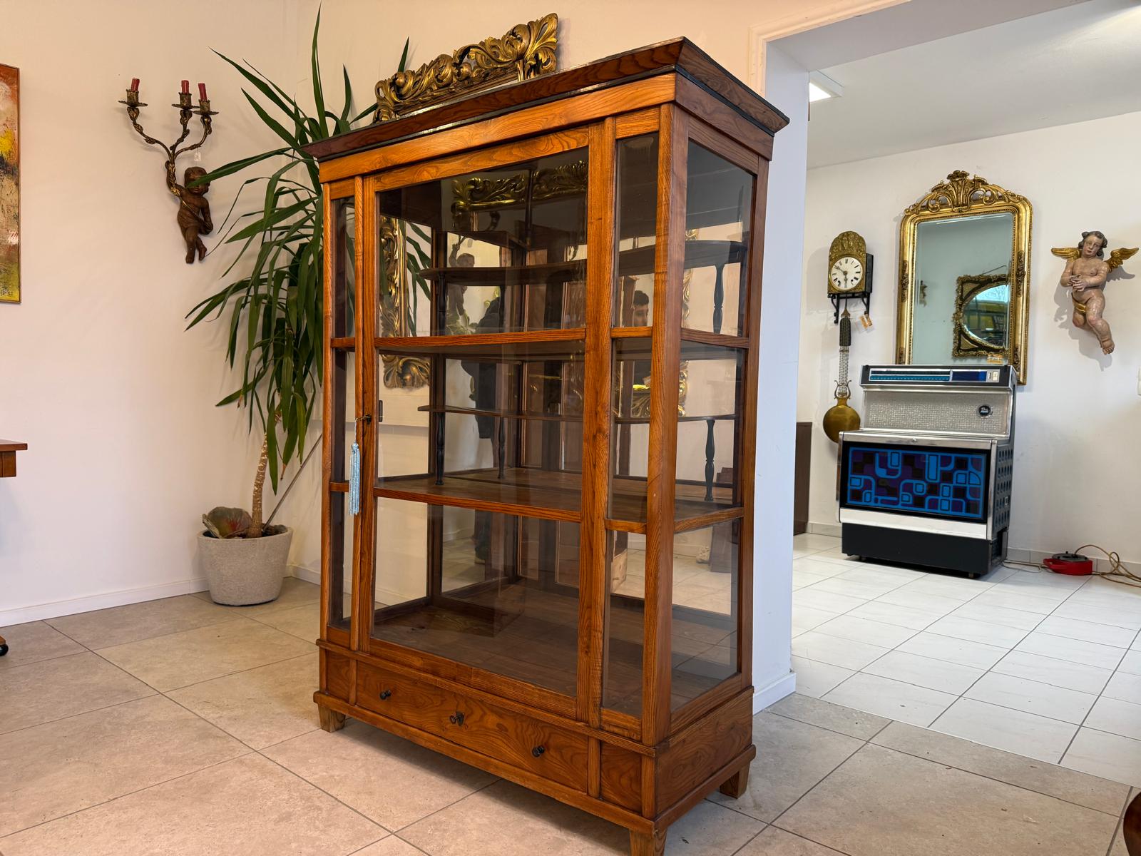 Restaurierte Spätbiedermeier Vitrine Bücherschrank Glasschrank Antiquität D2278