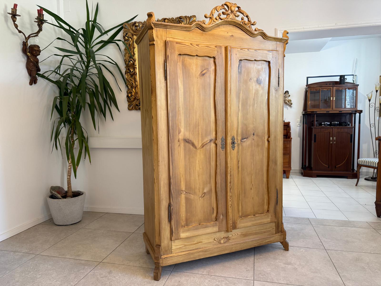 Bauernschrank Kleiderschrank Naturholz Landhausschrank Antik Weichholz G1791