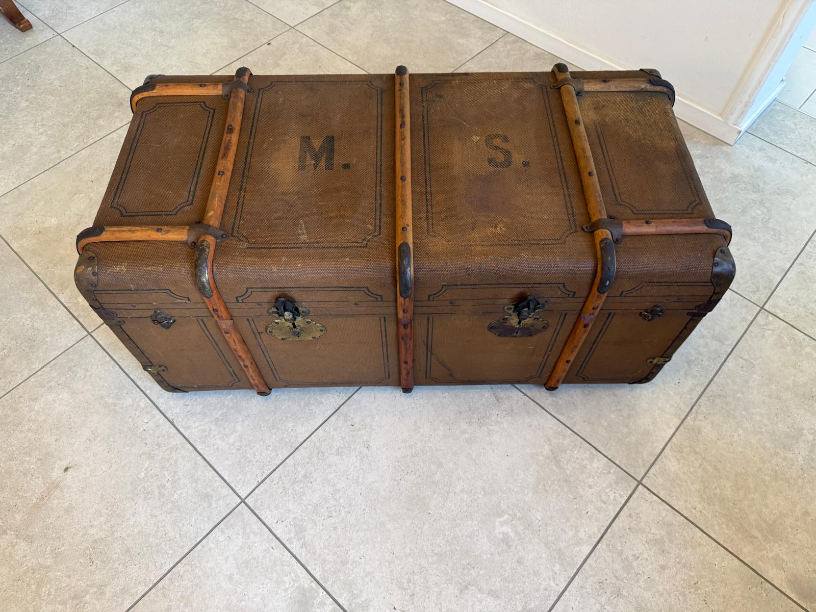 Historischer Reisekoffer / Seekoffer aus der Zeit um 1900 D1238