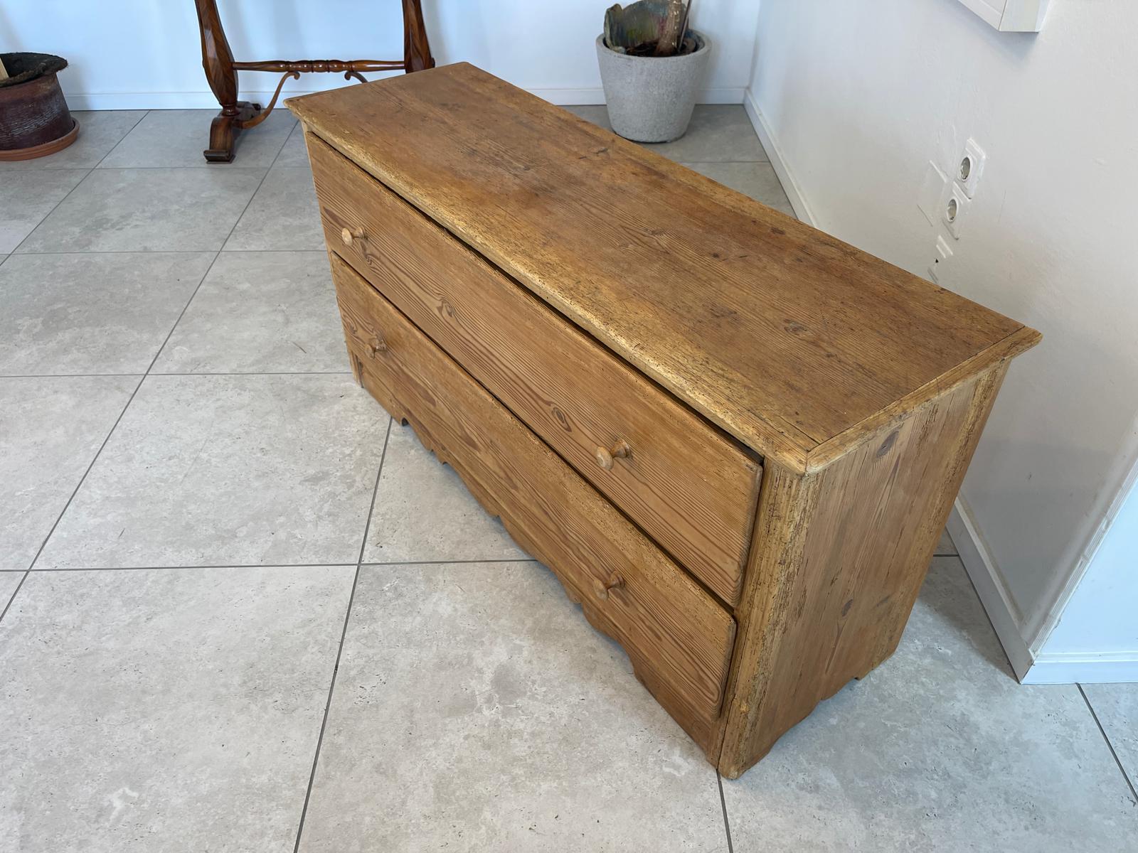 Biedermeier 2 Laden Kommode Antiquität Naturholschrank Bauernmöbel antik G1624