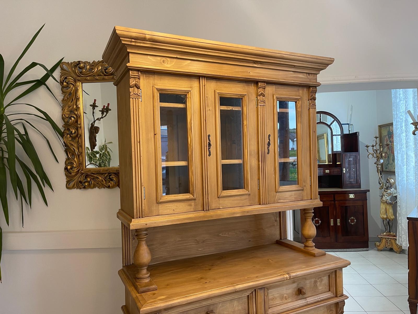 Bäuerlicher Gründerzeit Küchenschrank Vitrinenschrank G1504