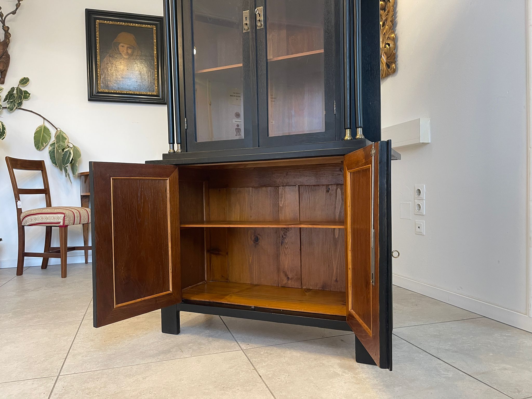 Schmale Originale Jugendstil Kredenz Bücherschrank Antiquität G1044