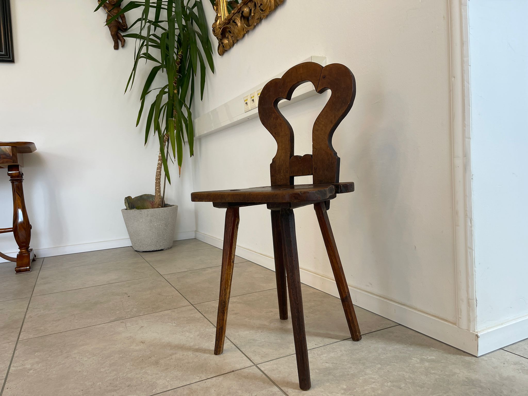 Alter antiker Biedermeier Bauernsessel Sessel Brettstuhl G1623