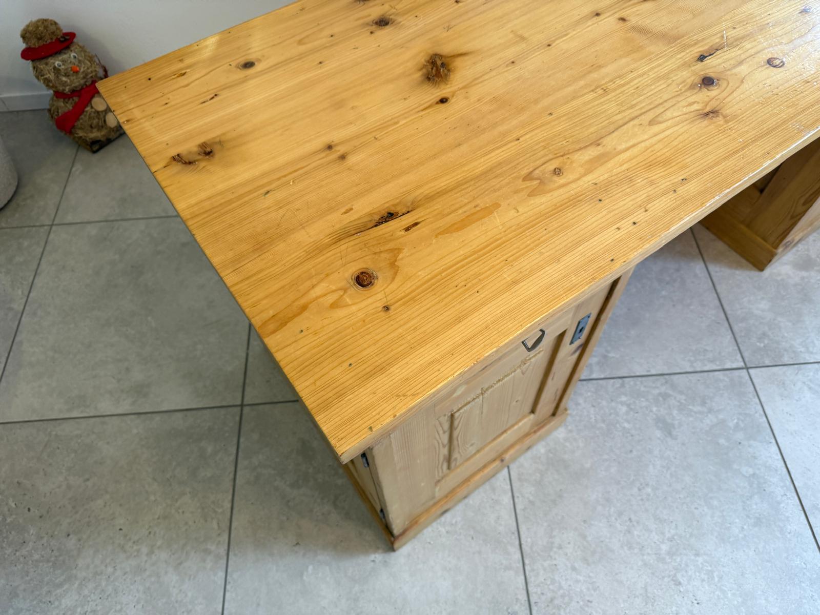 Bäuerlicher Jugendstil Schreibtisch Sekretär Naturholz G2343