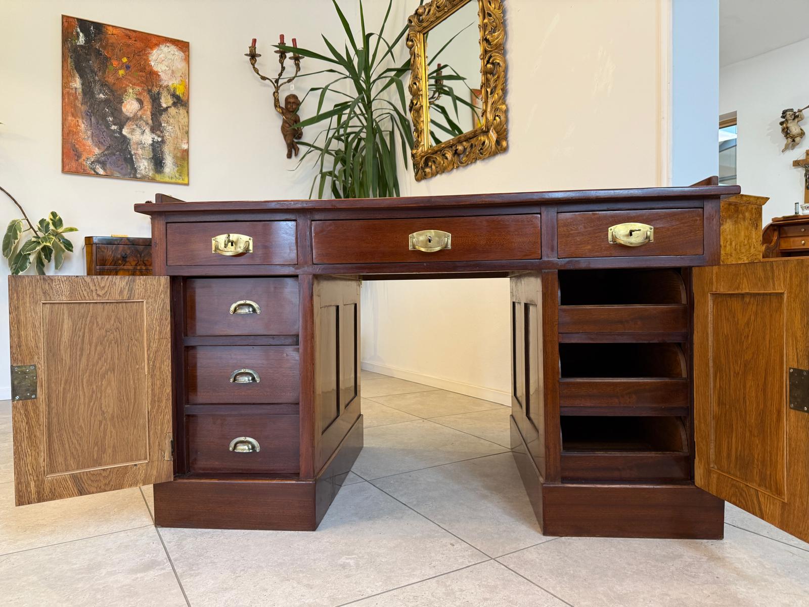 Altrestaurierter Jugendstil Schreibtisch Sekretär Freisteher G1878