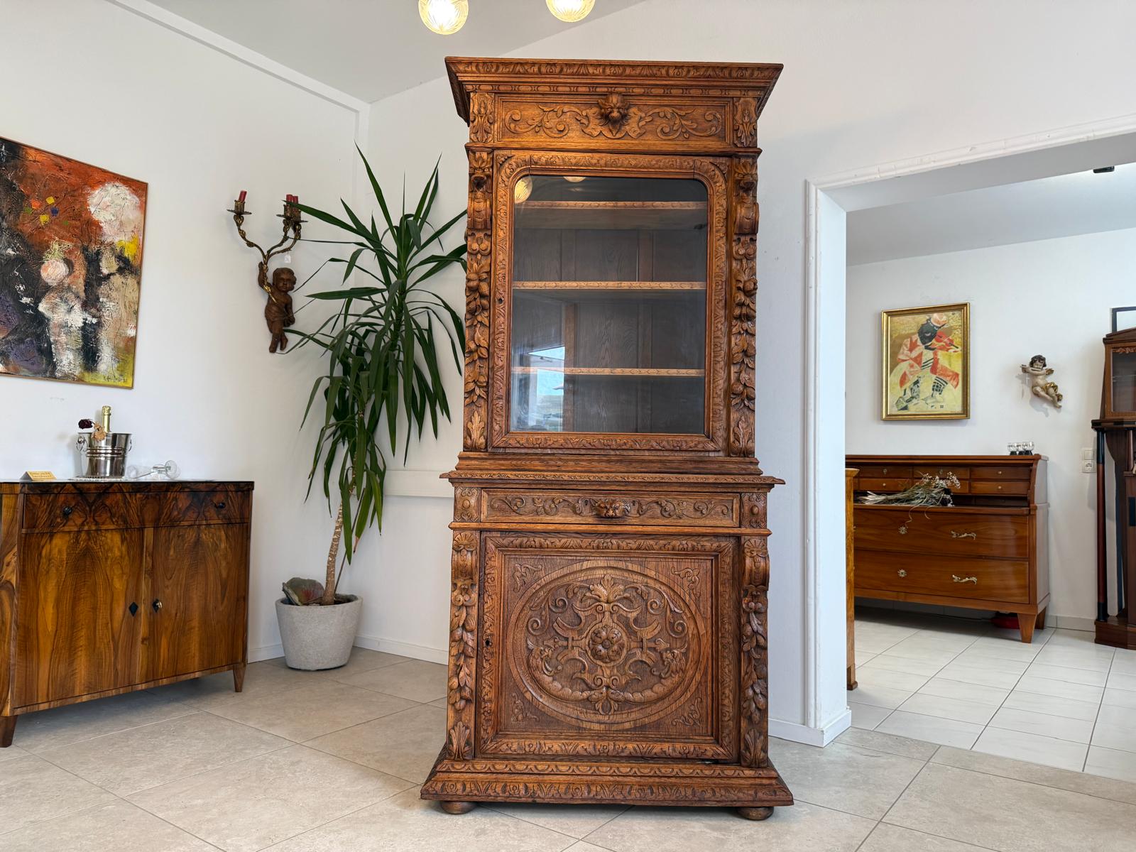 Gründerzeit Aufsatzbuffet Schnitzkunst Antiquität G1908