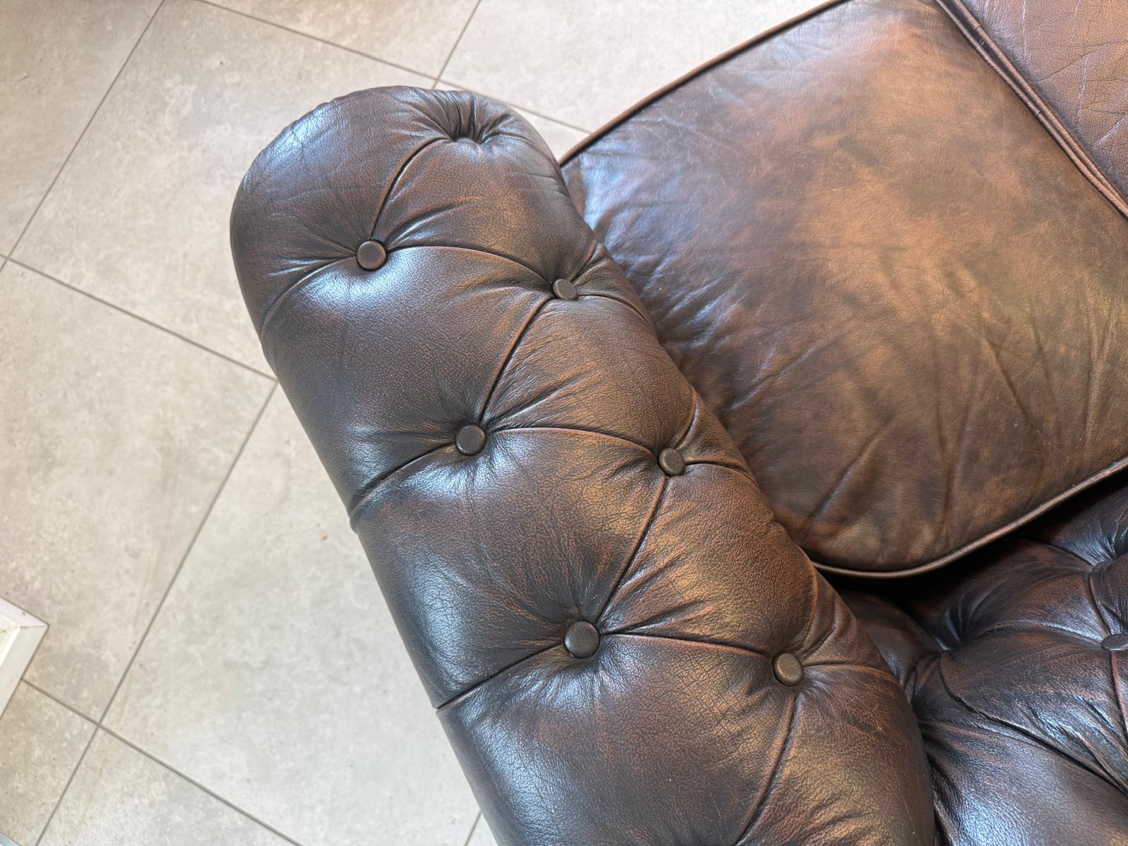 Chesterfield 3er Clubsofa Couch Zigarrenbraun D2756