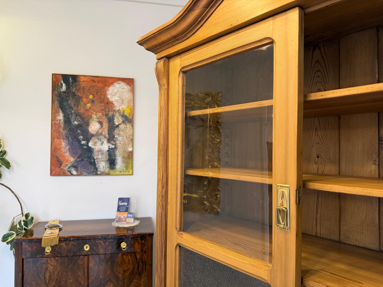 Jugendstil Küchenschrank Naturholz Fichtenholz Turmkredenz Antik Weichholz D1118