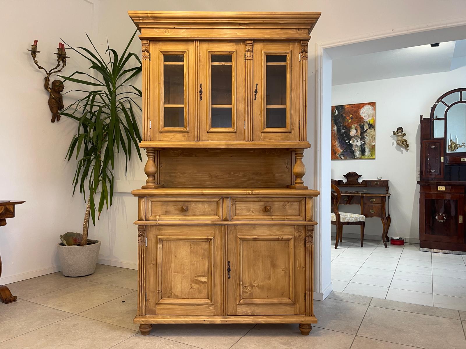 Bäuerlicher Gründerzeit Küchenschrank Vitrinenschrank G1504