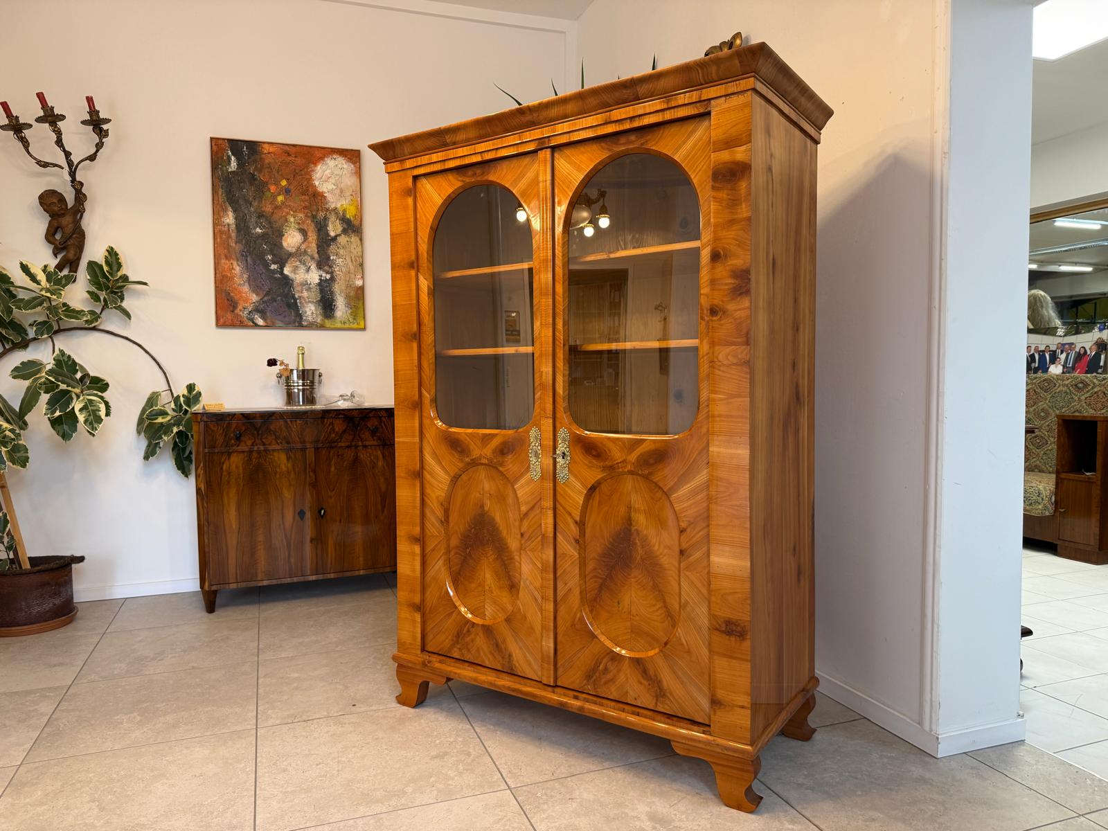 Antiquität Sale Spät Biedermeier Vitrine Bücherschrank Nussholz G2045