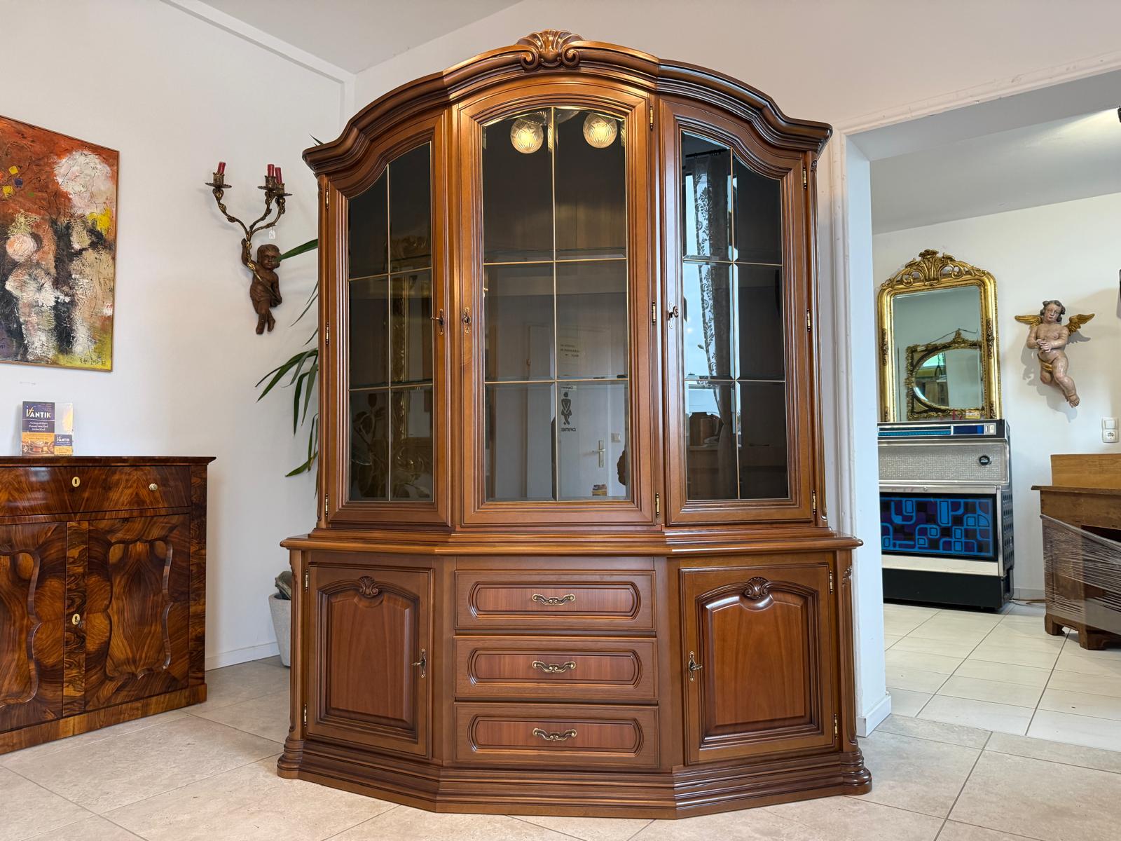 Barockstil Vitrine Buchenholz Bücherschrank Stilschrank D2370-1