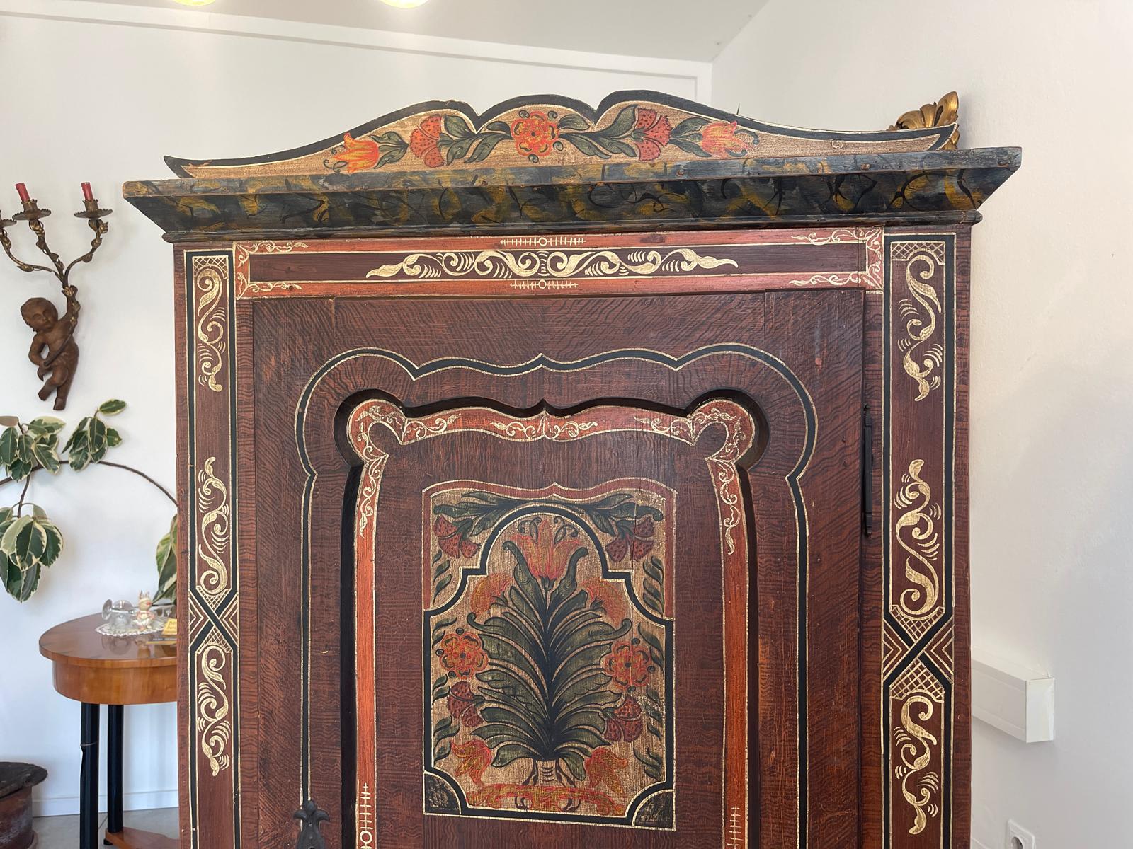 Antikes Handbemalter Bauernschrank Kasten Bauernkasten G1363