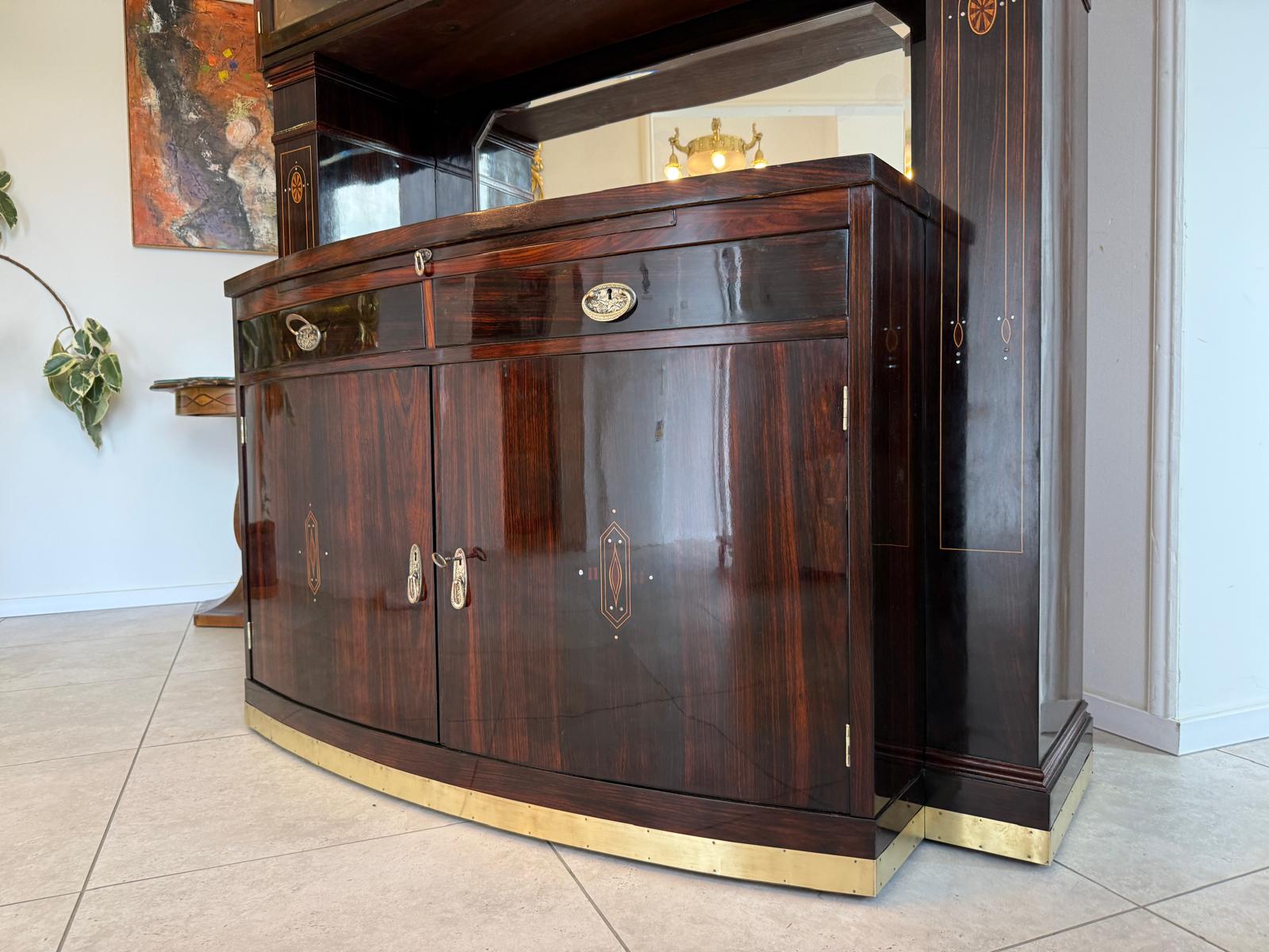 Jugendstil Aufsatzbuffet Antiquität Rarität Floral Restauriert D2376