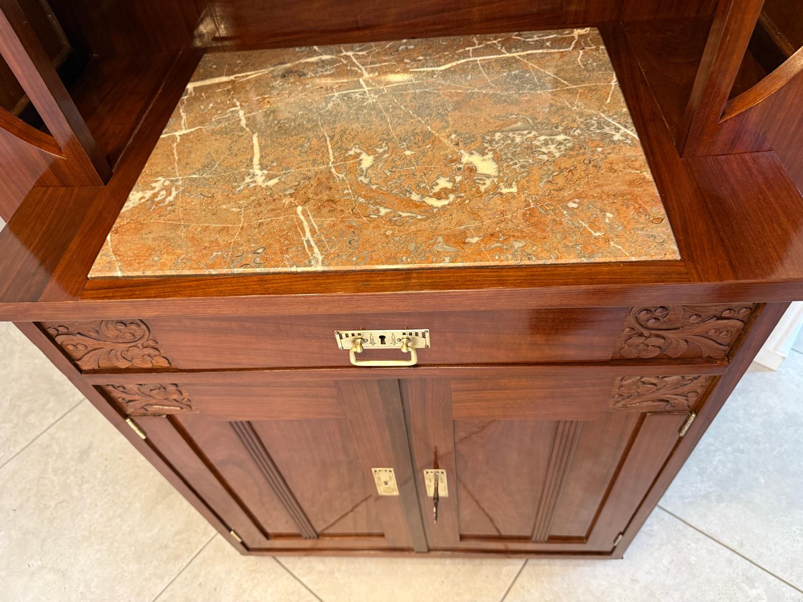 Restauriertes Jugendstil Aufsatzbuffet Bücherschrank G2243