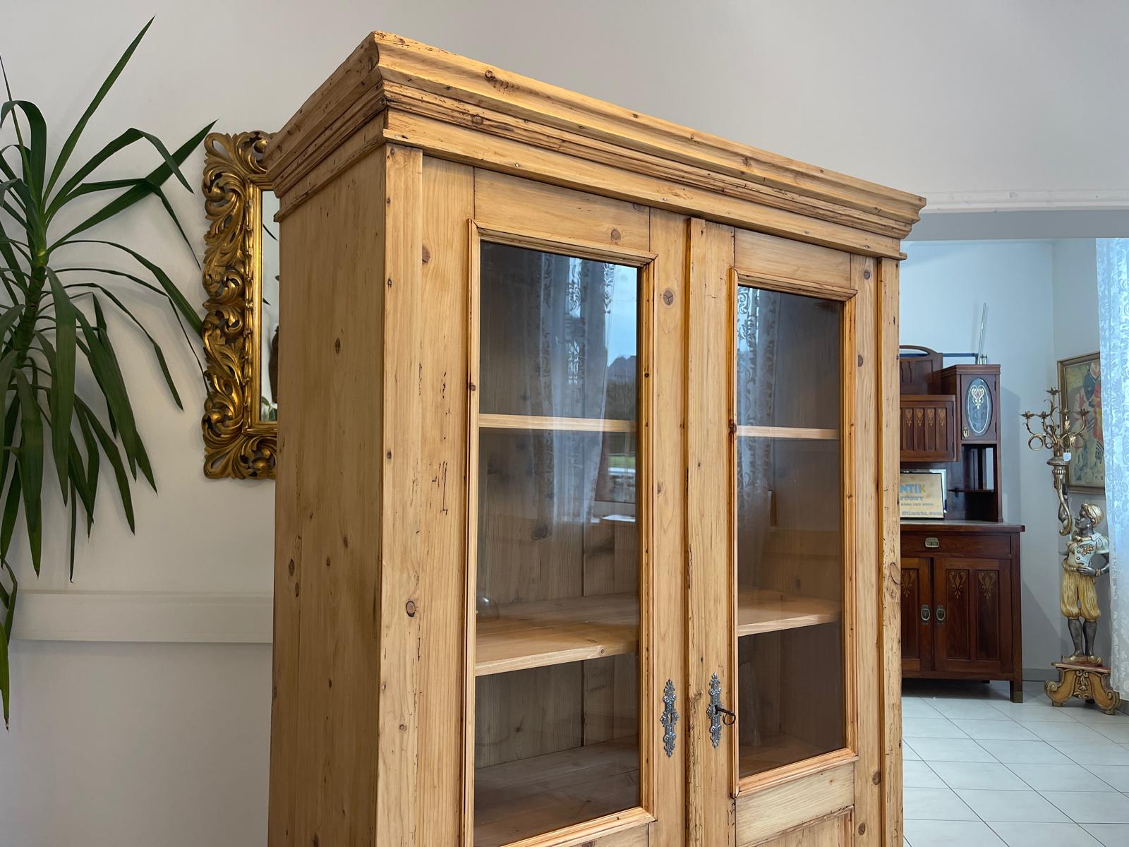 Originale Vitrine Glasvitirne Bücherschrank Bauernvitrine Antik Bauernkasten G1351