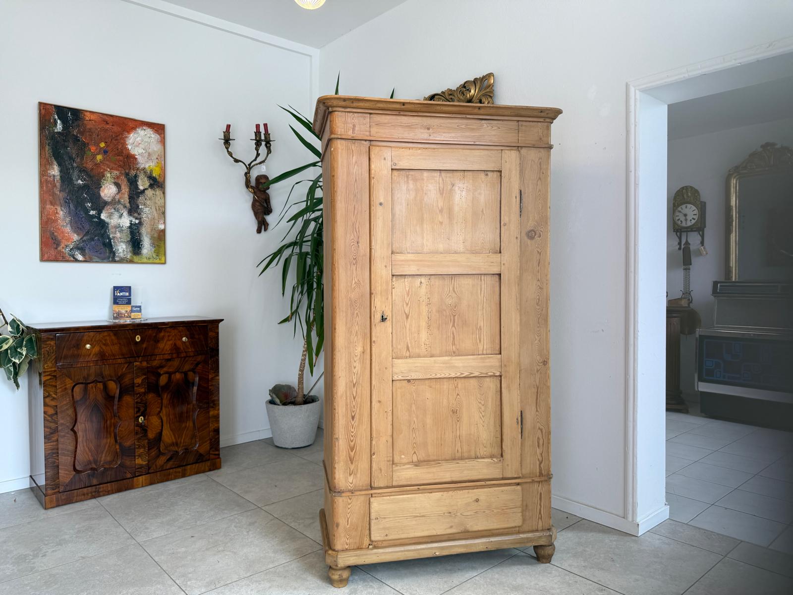 Bäuerlicher Kleiderschrank Naturholz Bauernschrank Bauernmöbel Kasten D2412