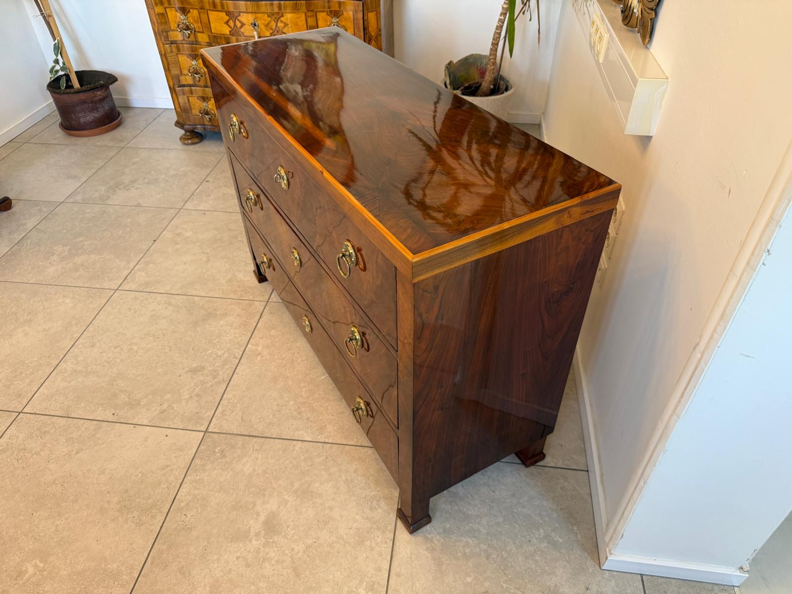 Biedermeier Kommode 3 Ladenkommode Nussholz Antiquität Restauriert D2688