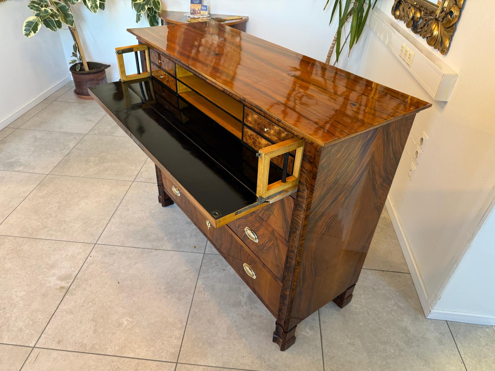 SALE Restaurierte Biedermeier Schreibkommode Nussholz Antiquität Antikmöbel G2159