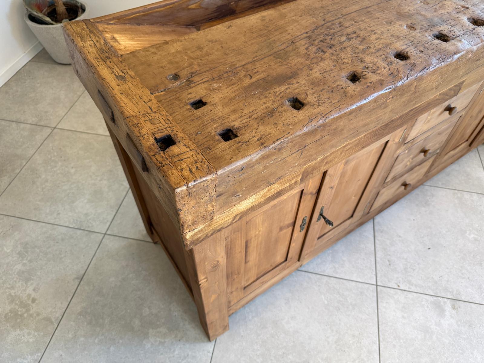Urige Hobelbank Werkbank Pult Tresen Ladenschrank G2183