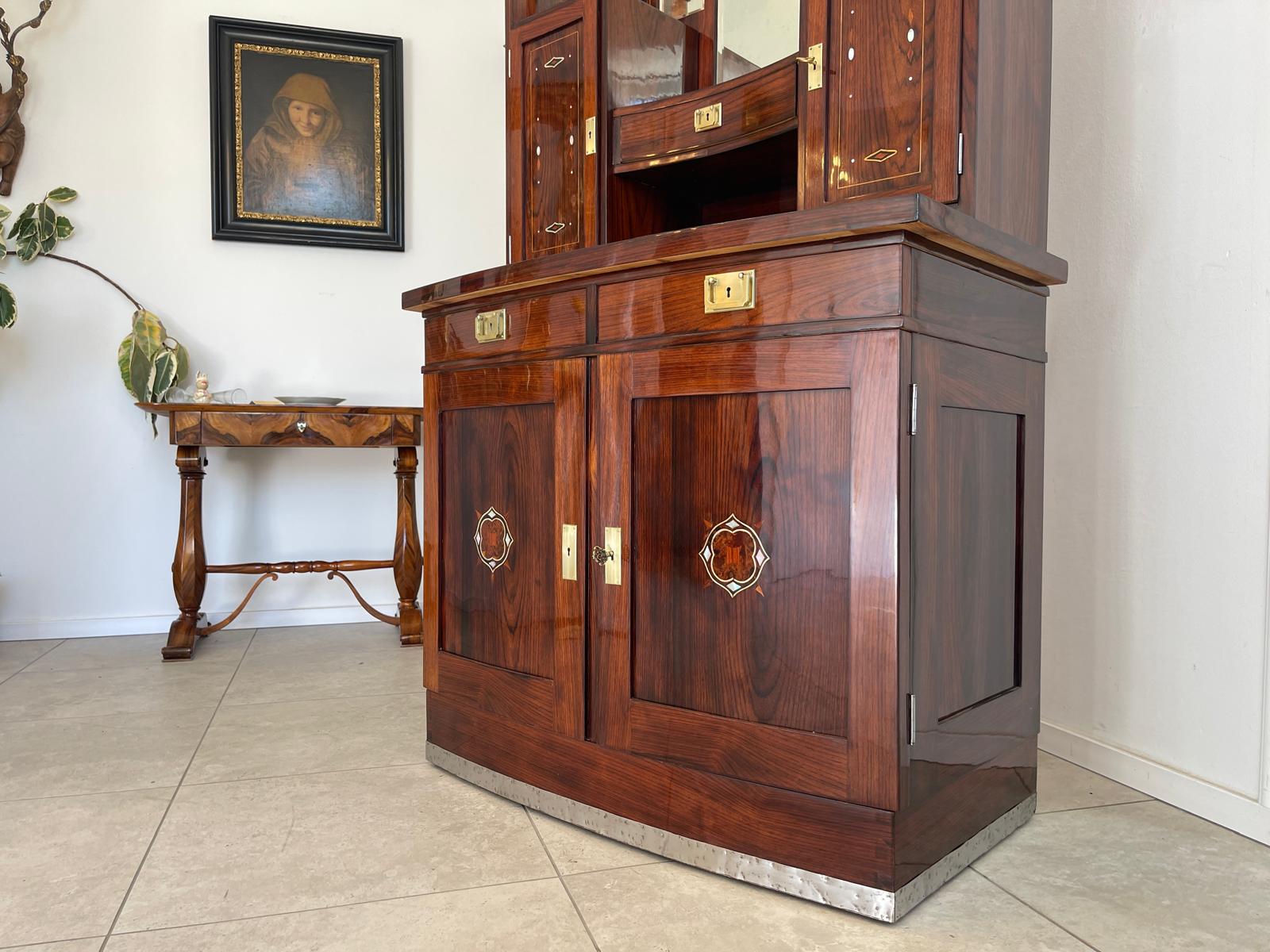 Sale Restauriertes Jugendstil Designerbuffet Aufsatzbuffet Schellack Antiquität G1377-1