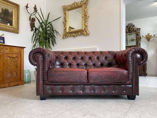 Chesterfield 2er Clubsofa Couch Oxblood Rot i1516