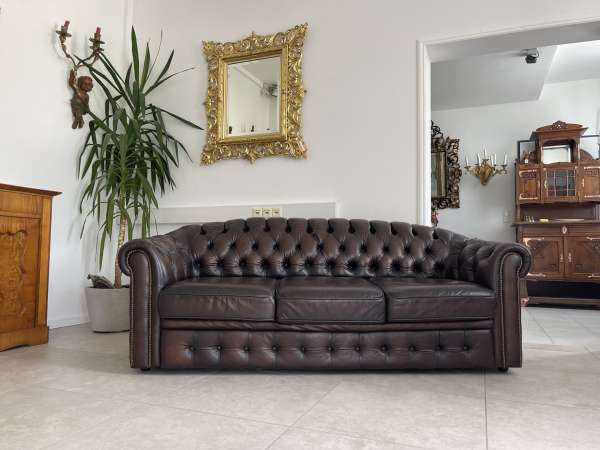 Chesterfield 3er Clubsofa Couch Rotbraun i1842