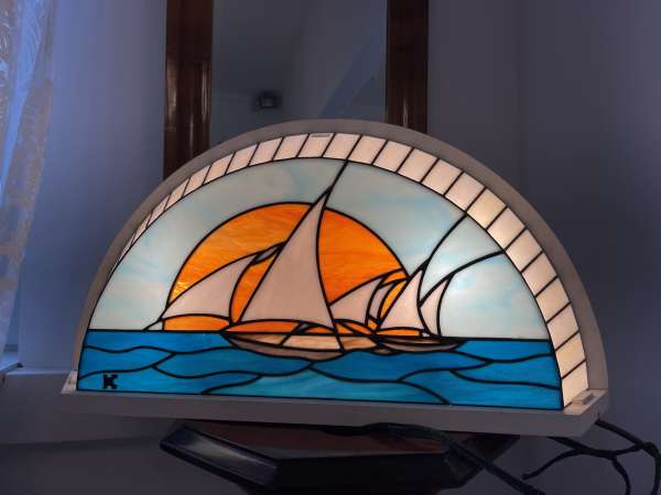 Echtglas Lampe Tiffany Glaskunst Klaunser Kl2
