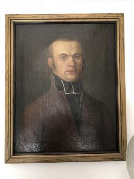 Frühes Biedermeier Herrenporträt "Pfarrer" . sig. F. I. Müller dat. 1806 X1902