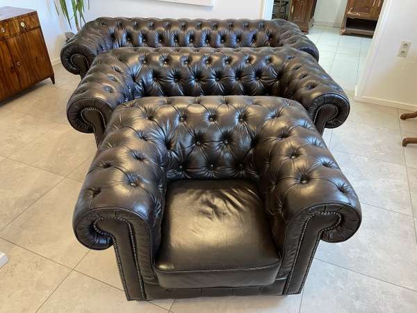 Traum 3er Ensemble Chesterfield 2 Sofas inkl Fauteuil O1042