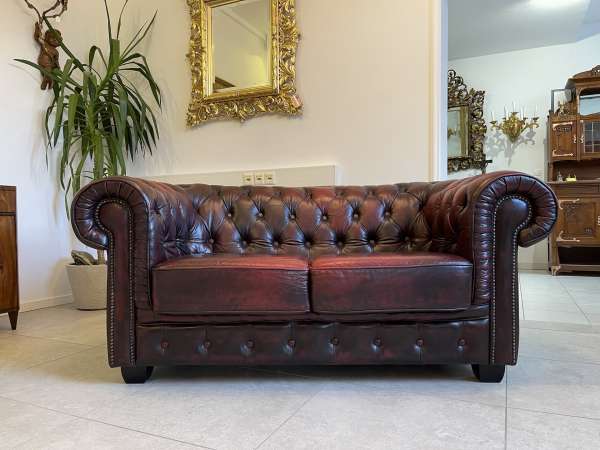 Chesterfield 2er Clubsofa Couch Oxblood RED O1043