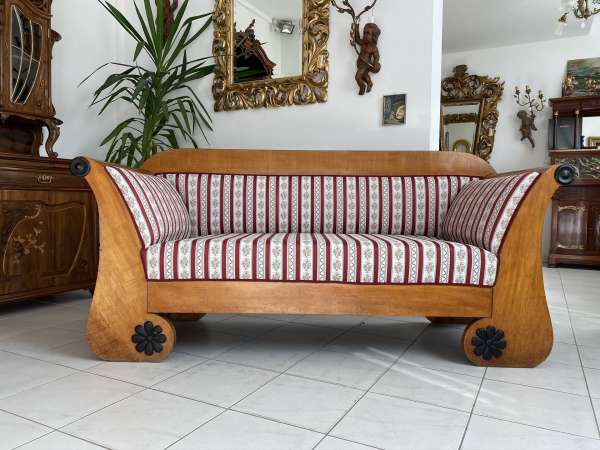 Originalstück Biedermeier Diwan Couch Sofa Authentikum Furniert W1387
