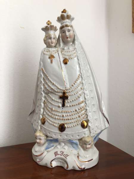 Heiligenfigur Mutter Gottes mit Kind Porzellanfigur Mariazell Z1640