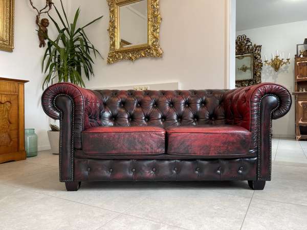 Chesterfield 2er Clubsofa Couch Oxblood Rot i1512