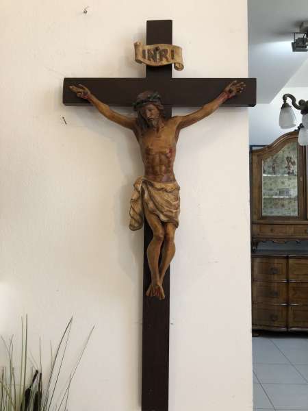 altes Kruzifix Christus Skulptur Dreinageltypus bäuerlich X2154