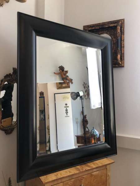 schwarzer Wandspiegel Spiegel Biedermeier Stil geschliffen X1846
