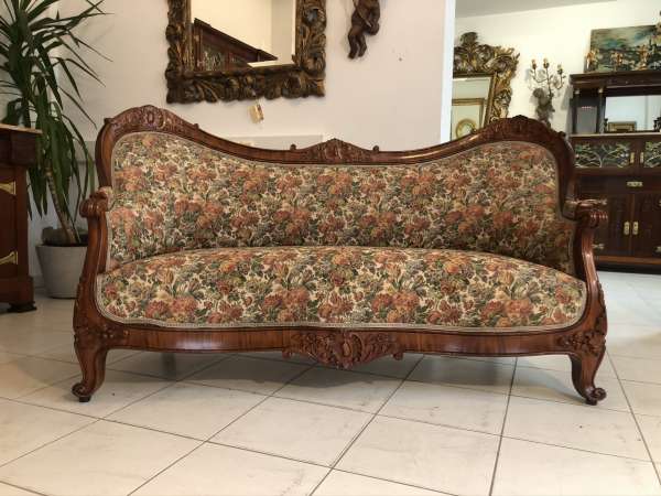 originales Spätbiedermeier Fledermaussofa Diwan Couch E1449